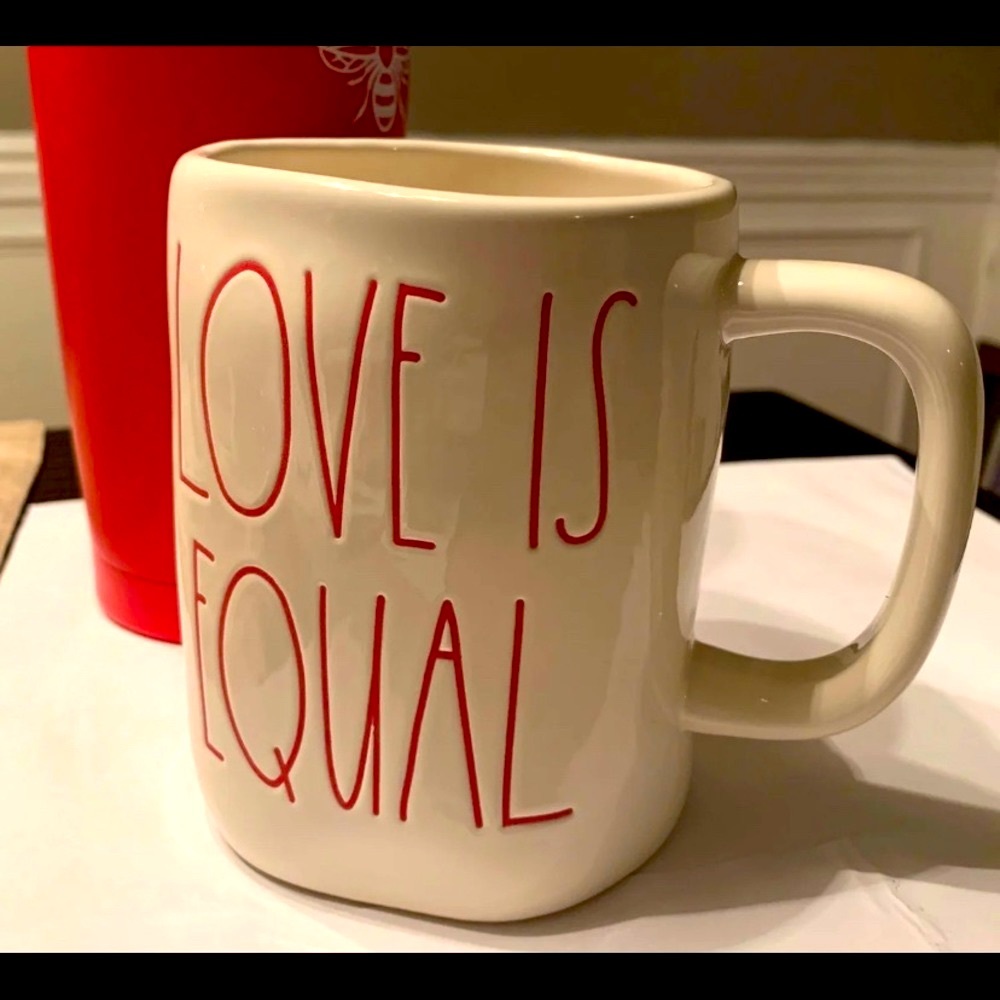 RAE DUNN Artisan Collection Ceramic Cup “LOVE IS EQUAL”‎ Mug White Red